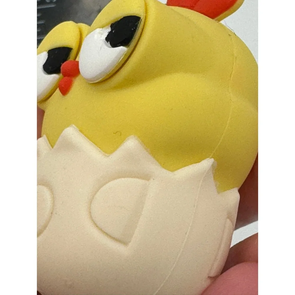 Kawaii Yellow Hatching Chick‎ Squeeze Pop Eye Keychain Gold Tone Bag Charm